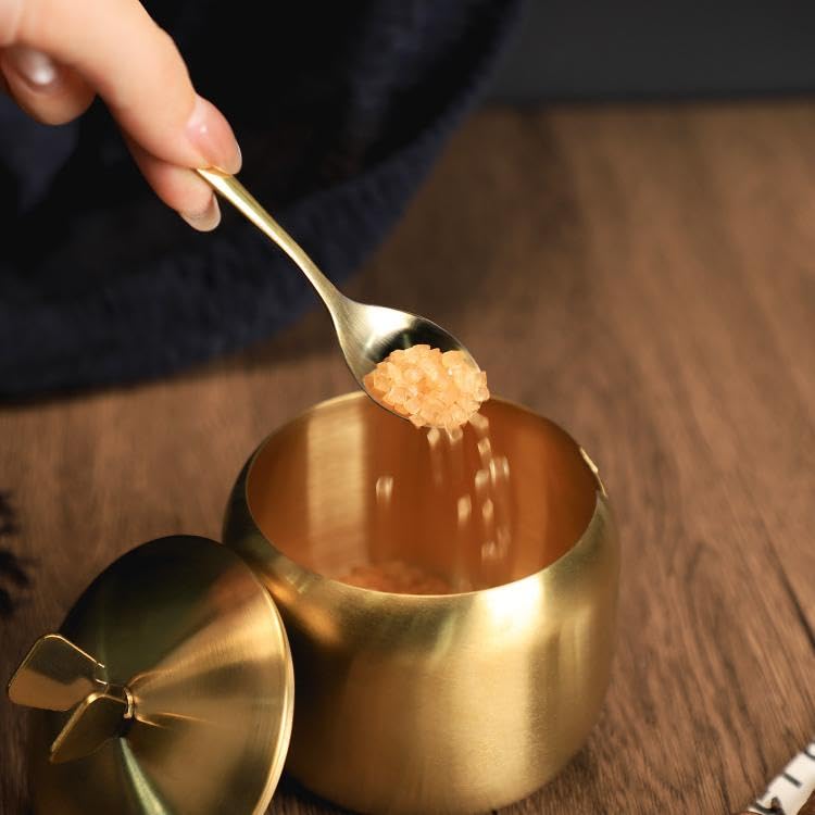 Mozacona Stainless Steel Sugar Bowl Spice Jar Storage Seasoning Pot with Lid Spoon - Image 5